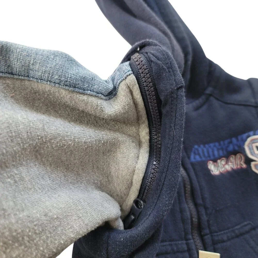 Boyz Wear by Nannette Varsity Jacket Blue Size 18M Hood Full Zip 2 in 1 Vest